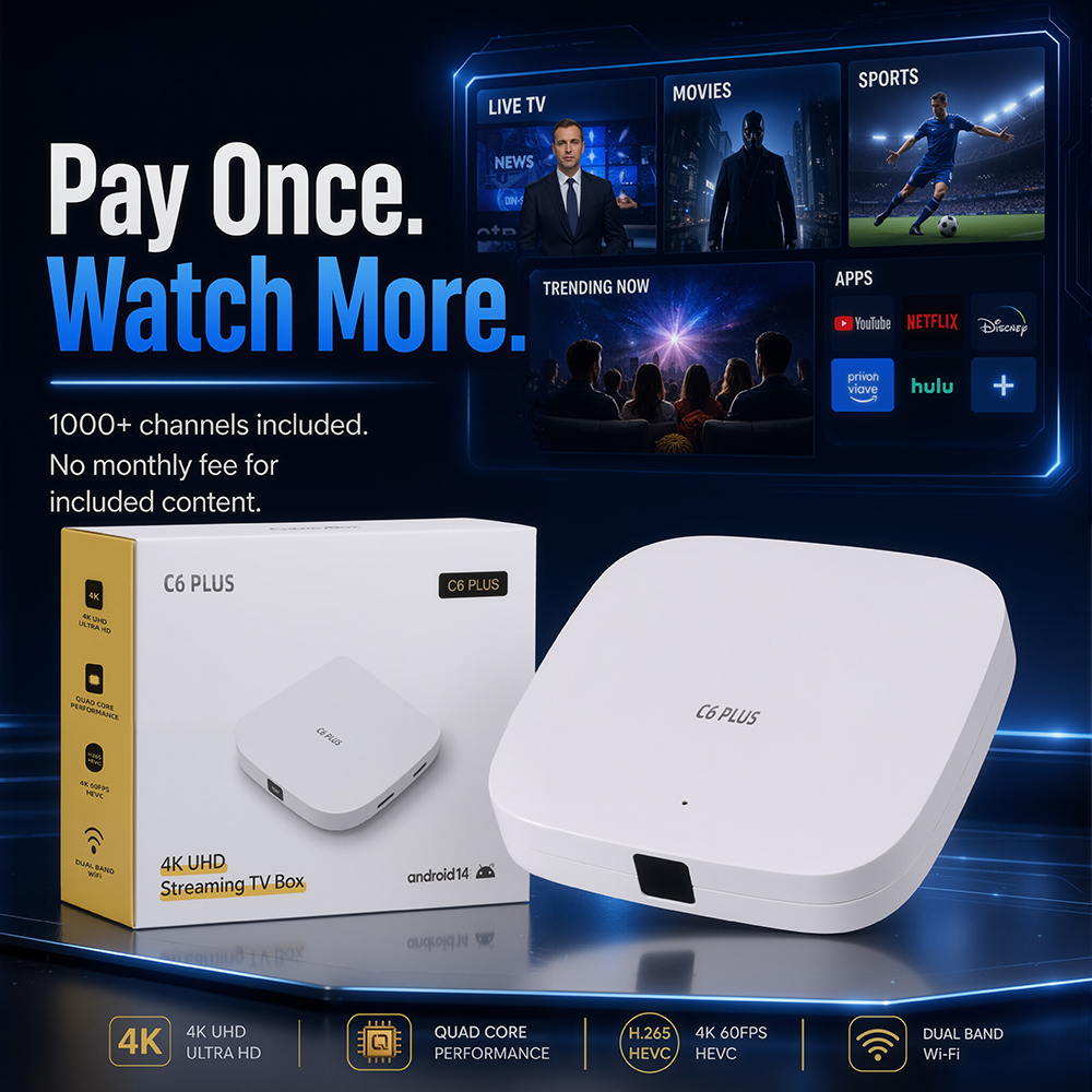 CherryBox C6 Plus streaming TV box and package